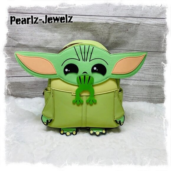 Loungefly Star Wars Mandalorian Child Baby Yoda Frog Figural Mini Backpack NWT main image 7